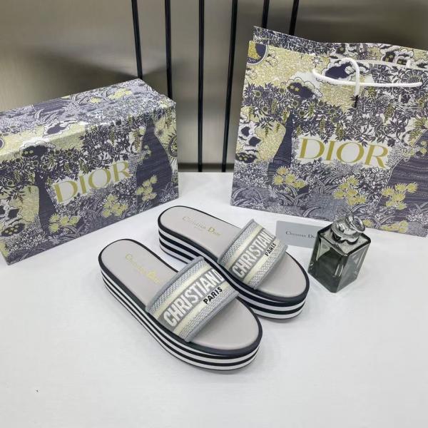 D-WAY RAFFIA GREY PLATFORM SLIDE