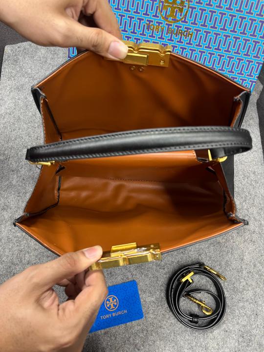 TORY BURCH ELEANOR SATCHEL DUST BLACK BAG