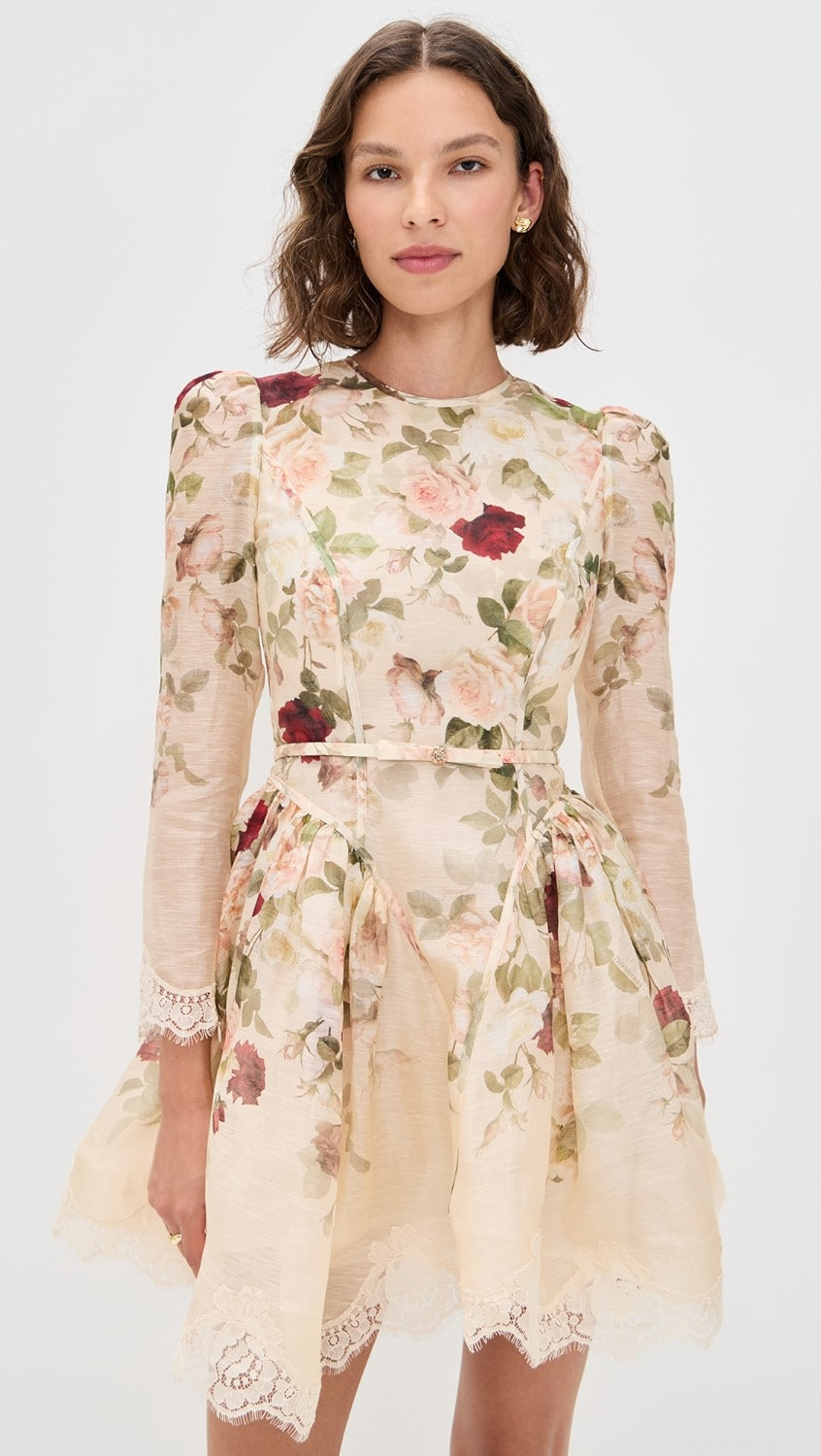 FLORAL LACE DRESS WITH BELT 2002