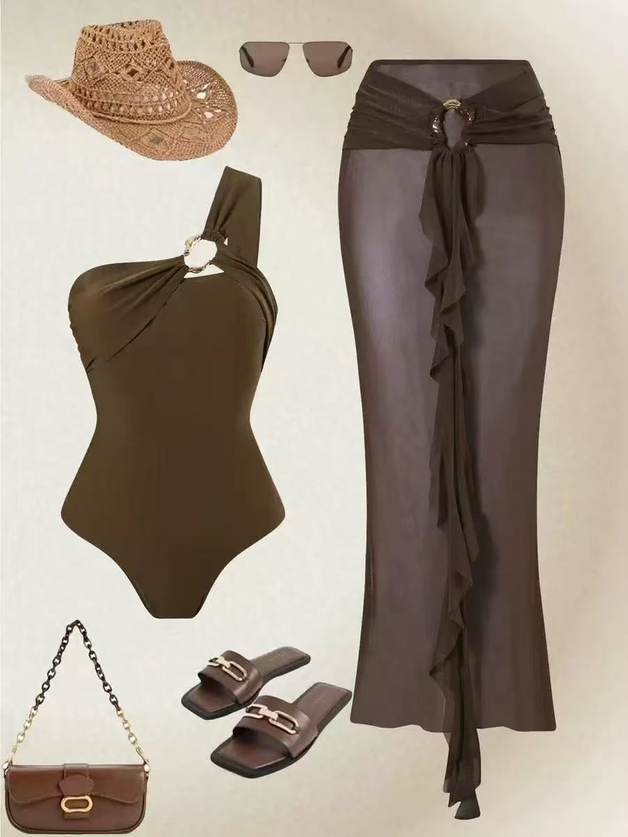 RUFFLE MESH SKIRT SWIMSUIT 1804