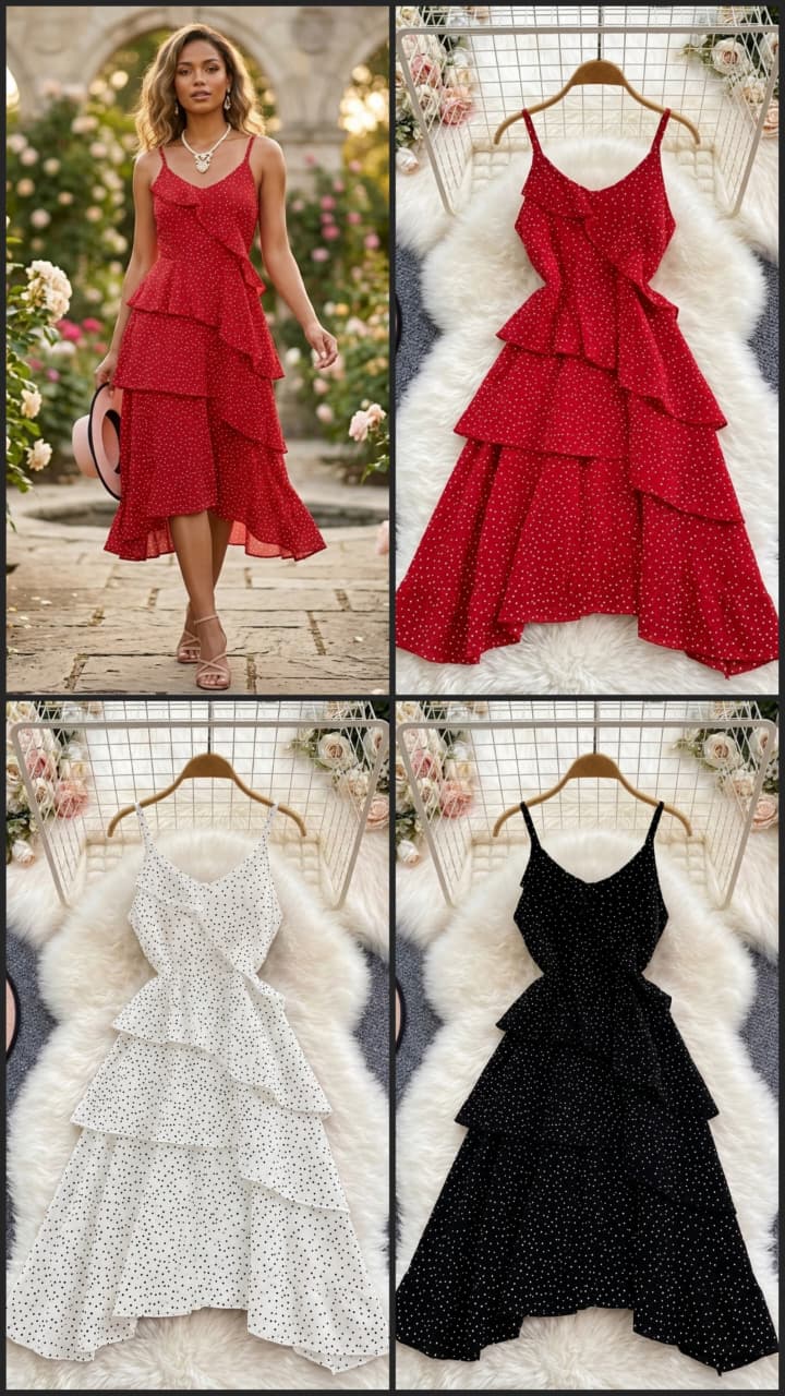 RACHEL LUXURY RUFFLED POLKA DRESS 2506