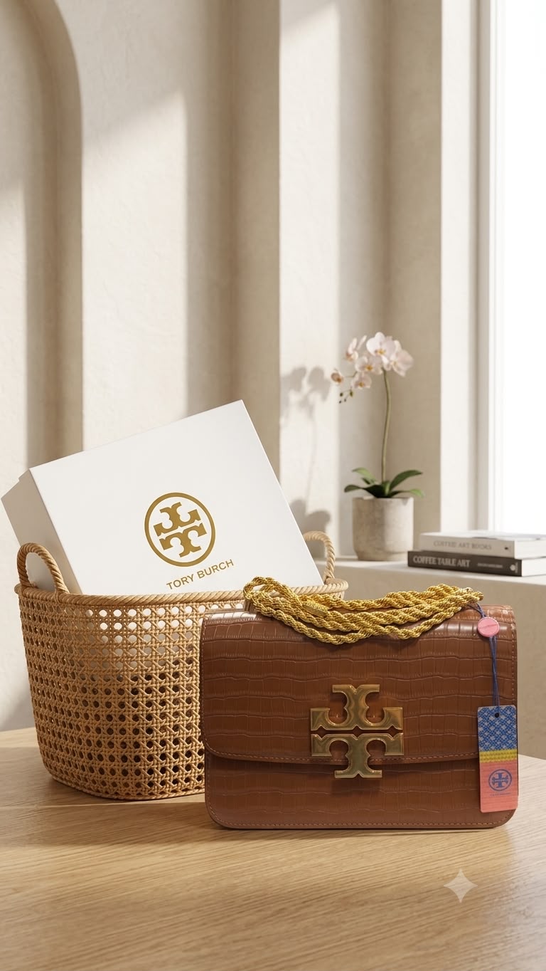 Tory Burch Croc 🐊 Effect Eleanor Genuine Calf Leather Bag
