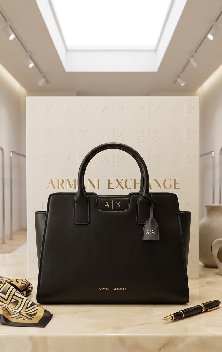 Armani Exchange Amelie Leather Tote Bag
