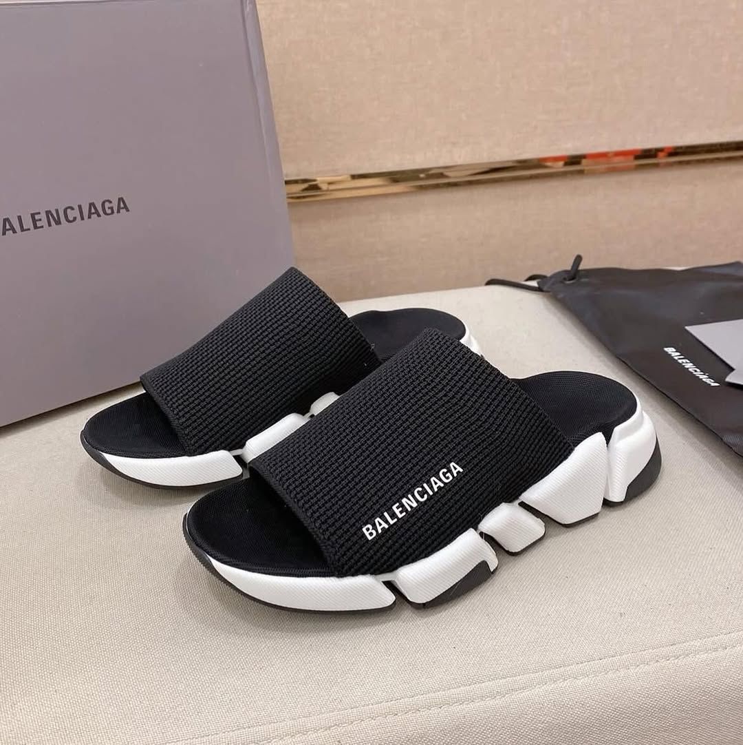 BLNCGA Speed 2.0 Recycled Knit Slide Mule White/Black