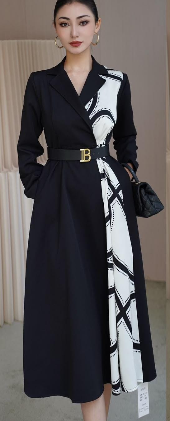 BLAZER STYLE LONG DRESS WTH BELT 2307
