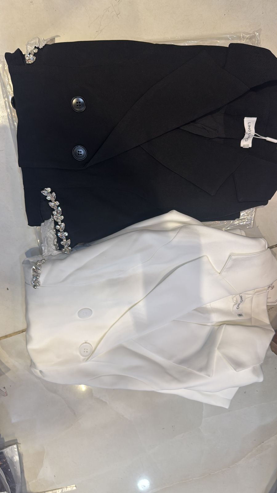 WOMEN’S BLAZER DRESS WITH RHINESTONE TRIM