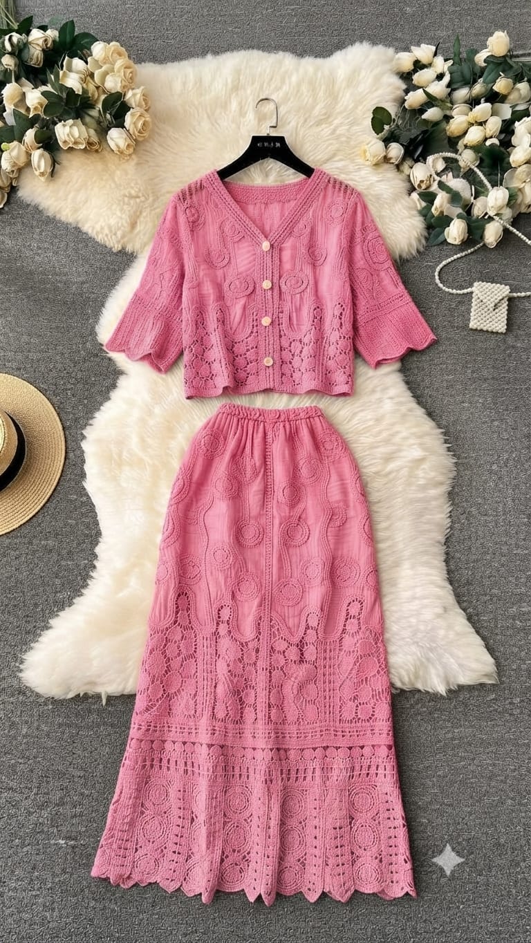 TIA LUXURY CROCHET CO-ORD SET 1007