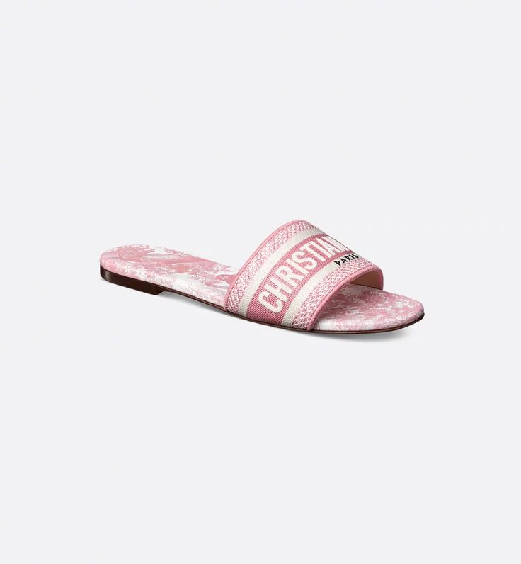 DWAY EMBROIDERED PINK SLIDE