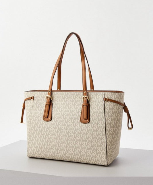VOYAGER TOTE BEIGE BROWN BAG