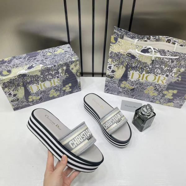 D-WAY RAFFIA GREY PLATFORM SLIDE