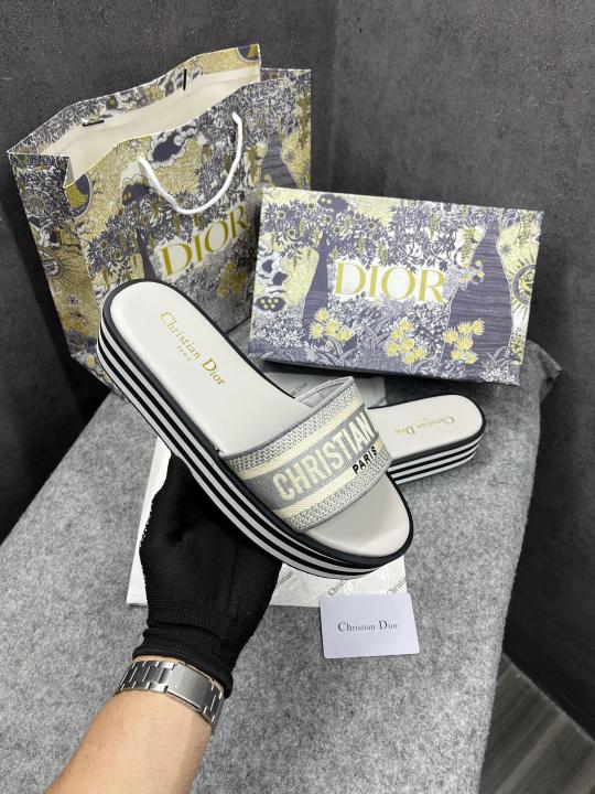D-WAY RAFFIA GREY PLATFORM SLIDE