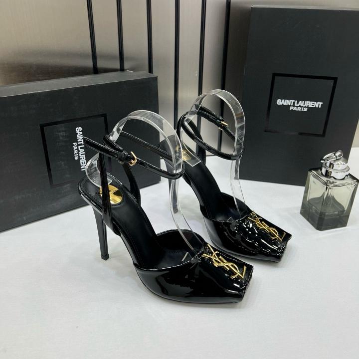 OPYUM PATENT LEATHER ANKLE HEEL BLACK