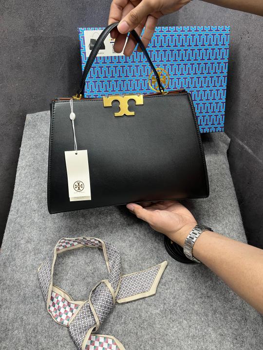 TORY BURCH ELEANOR SATCHEL DUST BLACK BAG