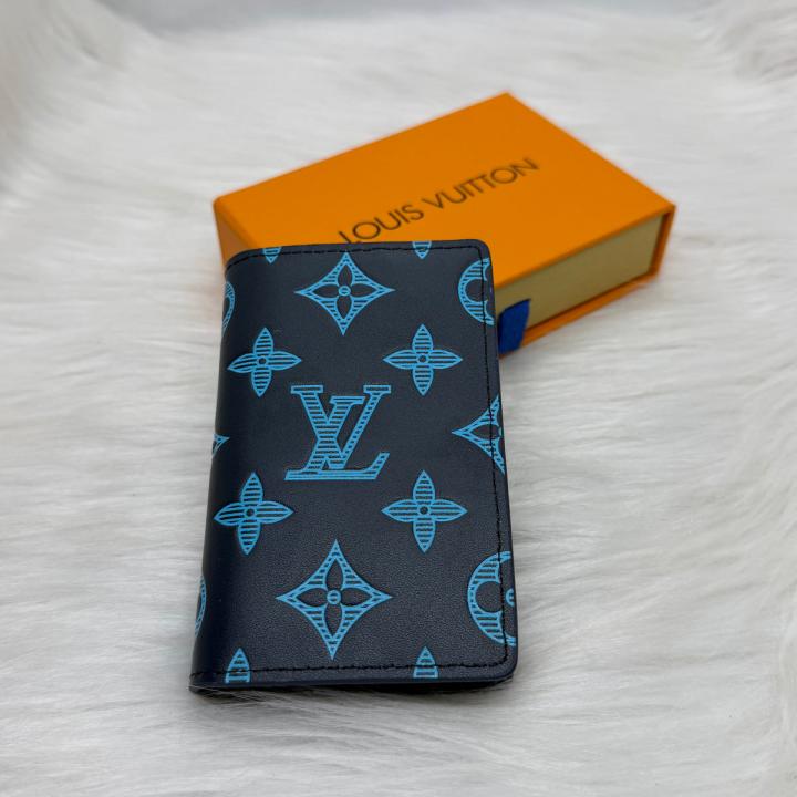 CARD CASE BLACK WITH EMBOSSED BLUE WALLET