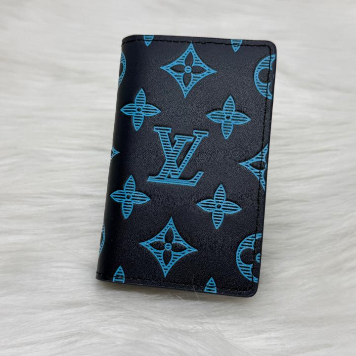 CARD CASE BLACK WITH EMBOSSED BLUE WALLET