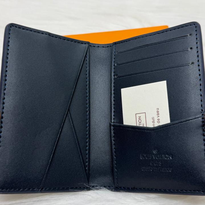 CARD CASE BLACK WITH EMBOSSED BLUE WALLET