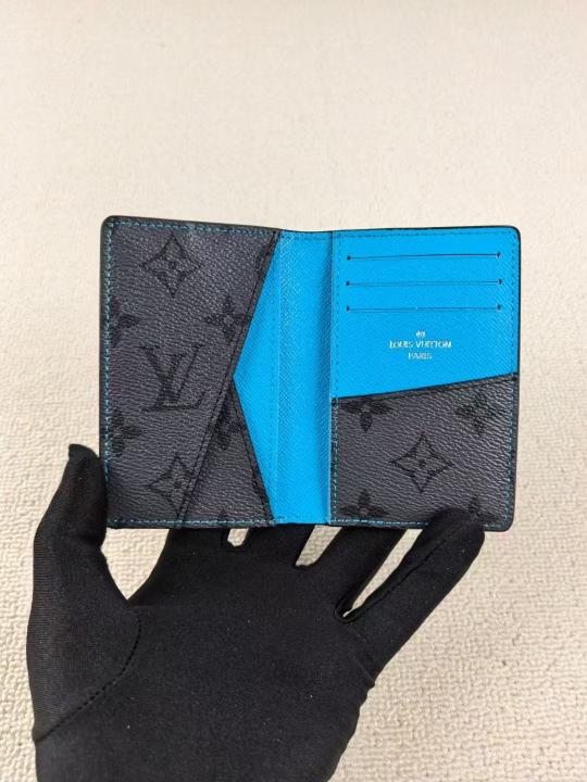 LOUIS VUITTON BLACK AND LIGHT BLUE WALLET