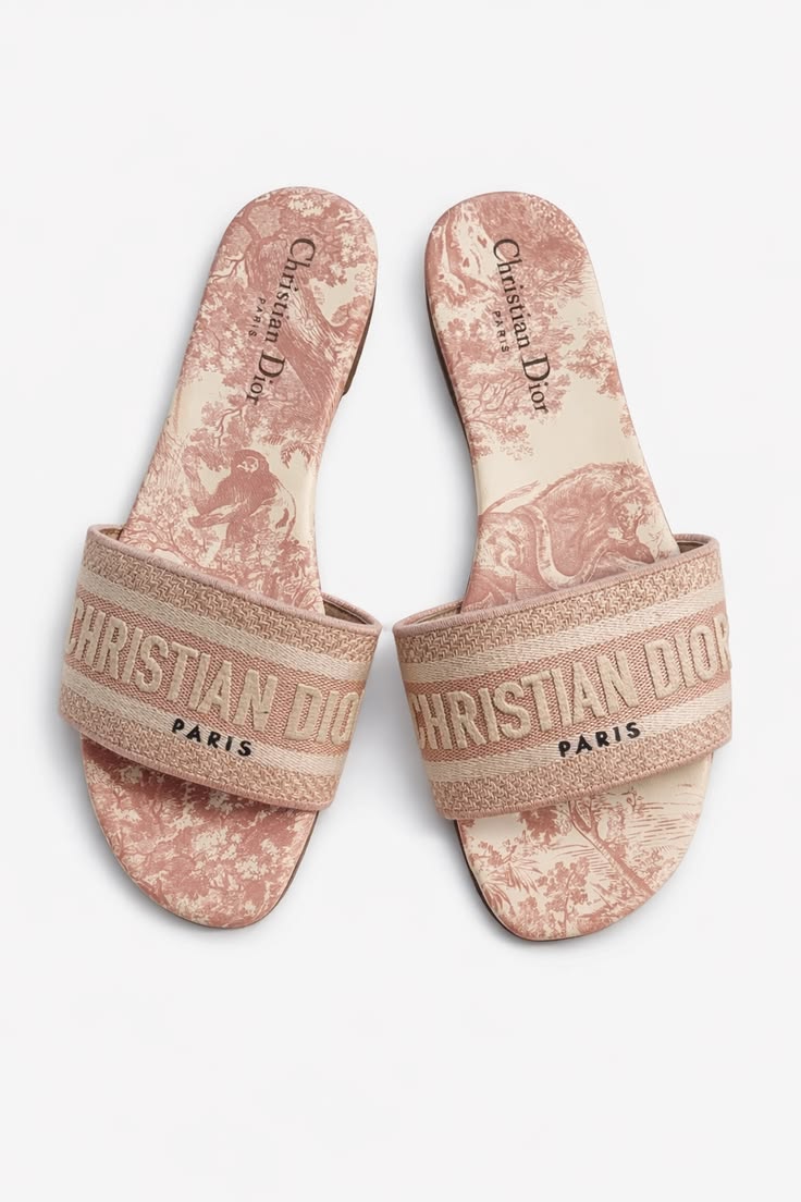 DWAY EMBROIDERED PINK SLIDE