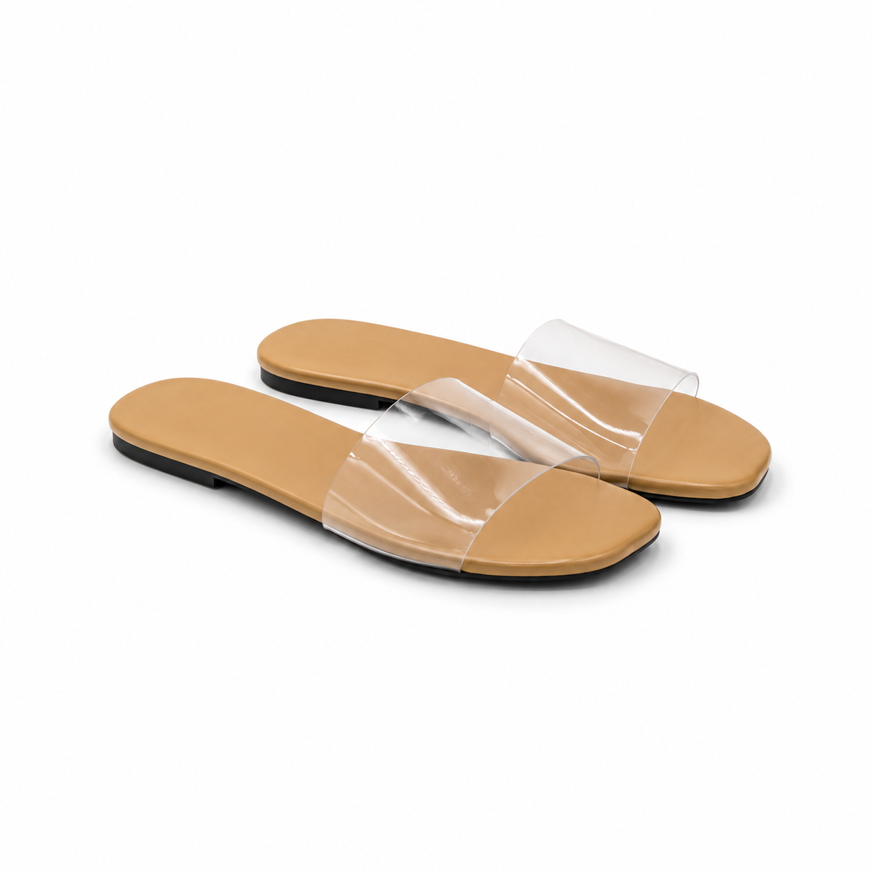 PETAL CLEAR STRAP TAN SLIDE