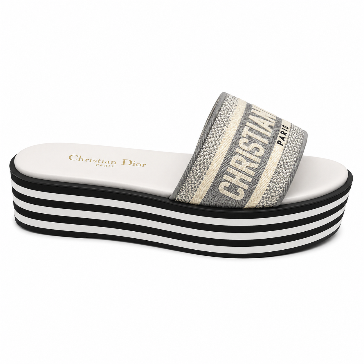 D-WAY RAFFIA GREY PLATFORM SLIDE