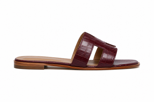 ORAN CROC LEATHER FLAT
