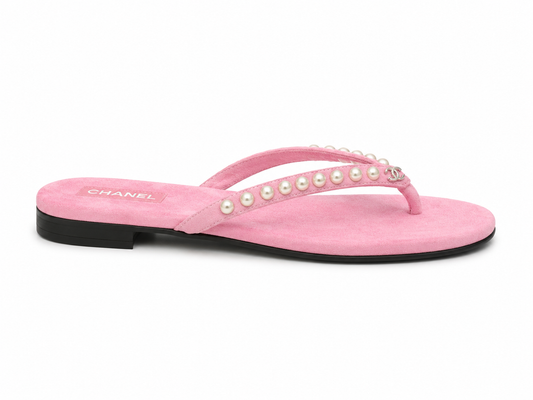 CC PEARL PINK VELVET SLIDE