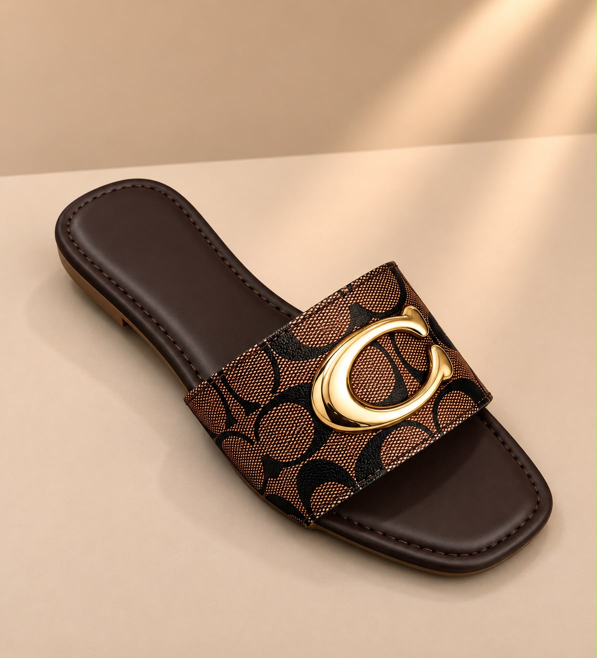 COACH Luxury Monogram Flat Sandals