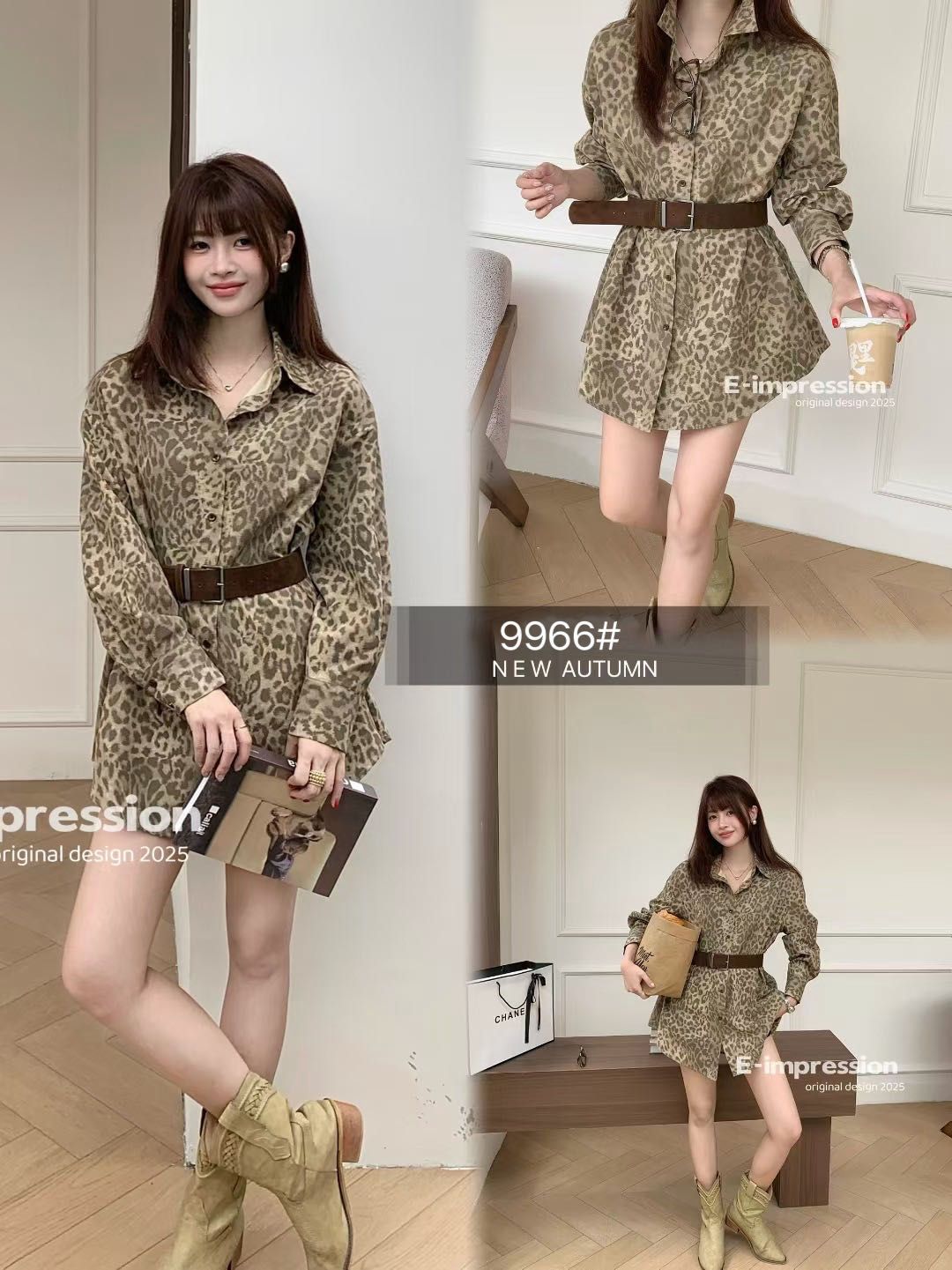 Leopard printed shirt With belt 0312