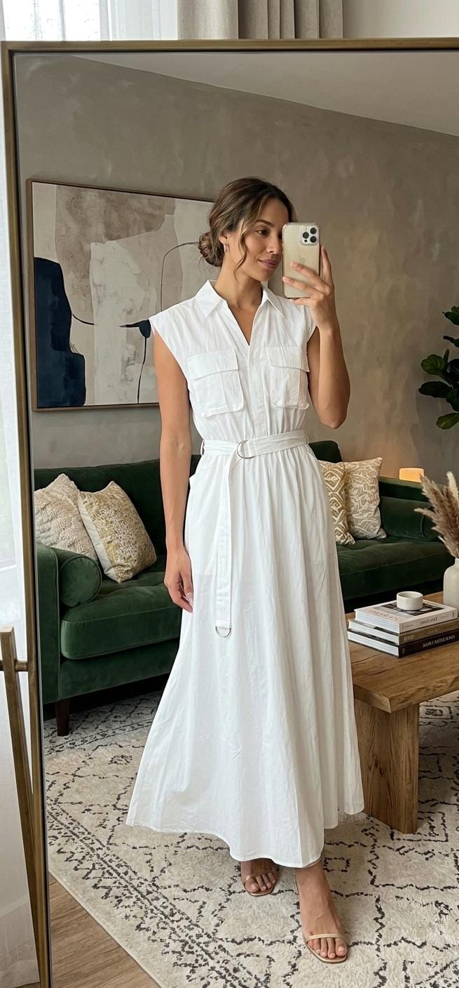 PREMIUM COTTON BELTED DRESS 0603