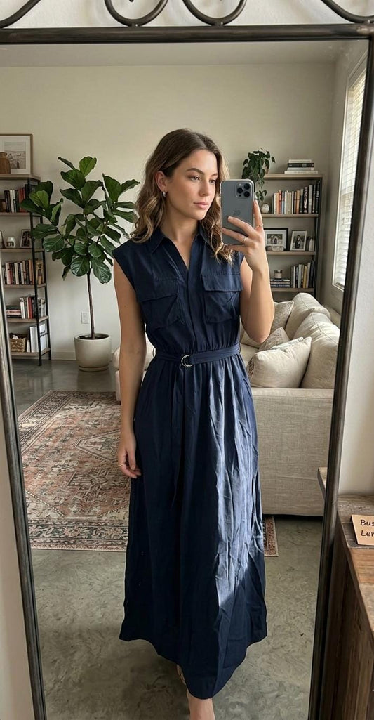 PREMIUM COTTON BELTED DRESS 0603