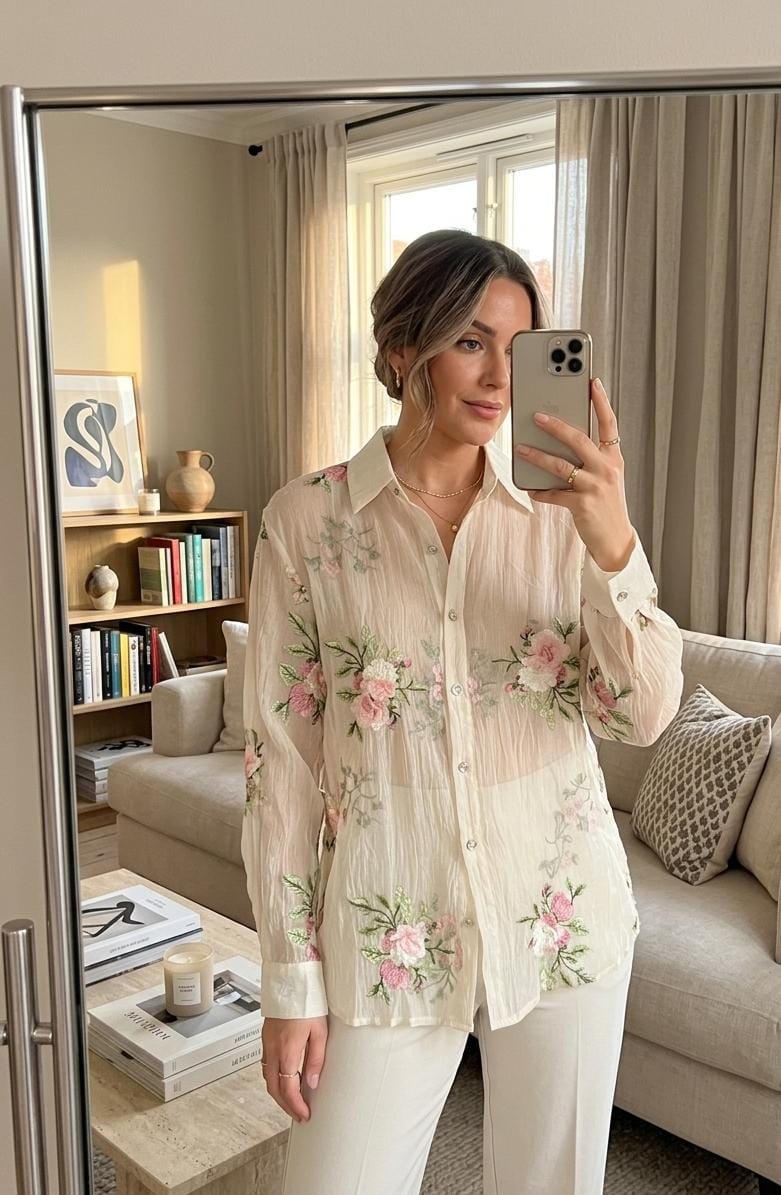 EMBROIDERED ORGANZA SHIRT 2503 👚