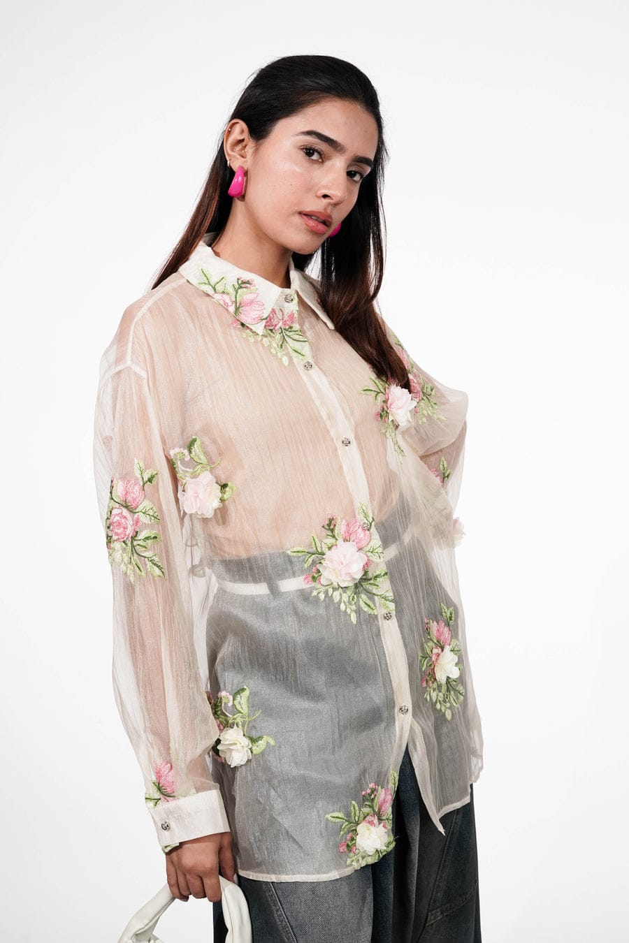 EMBROIDERED ORGANZA SHIRT 2503 👚