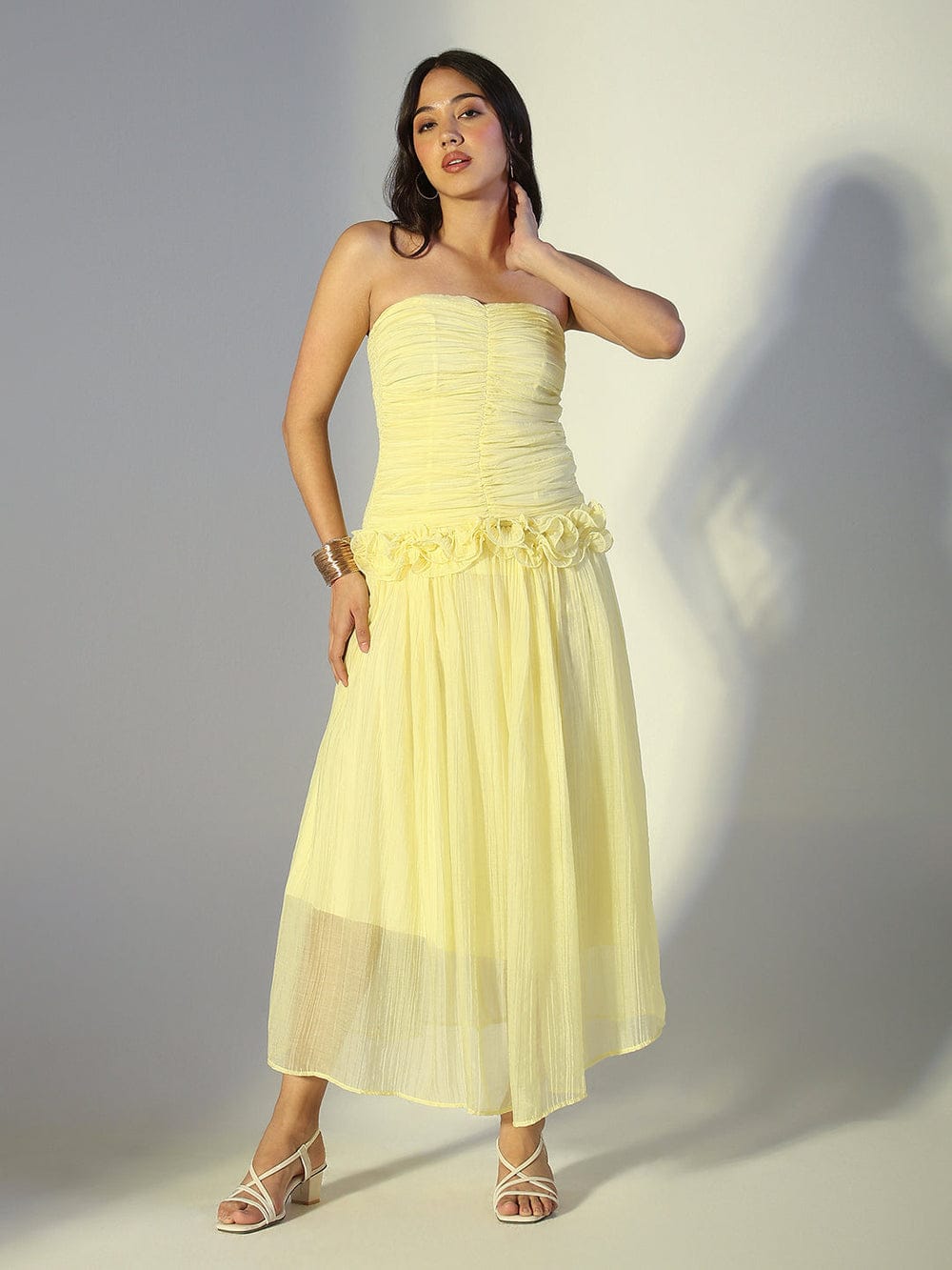 RUCHED RUFFLE DRESS 1004