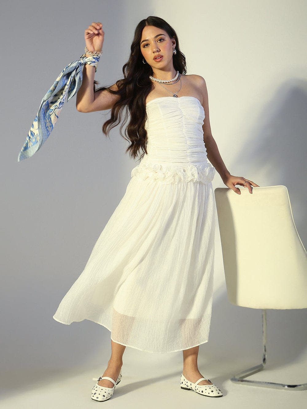 RUCHED RUFFLE DRESS 1004