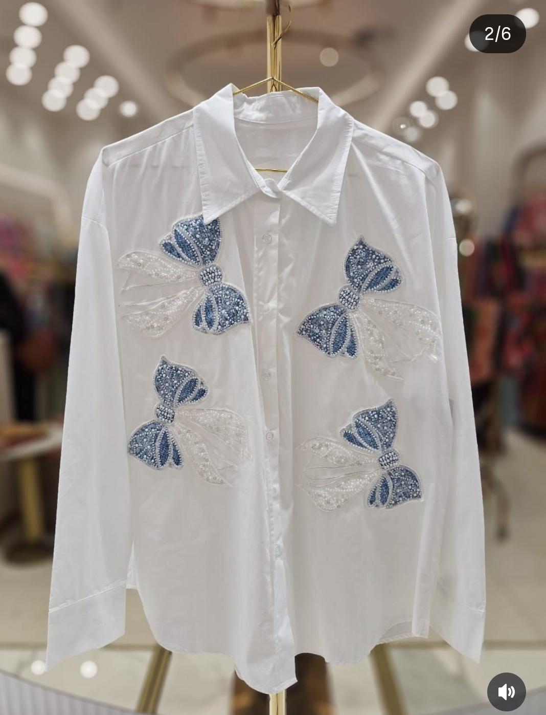 BOW DETAIL OVERSIZED SHIRT 1404