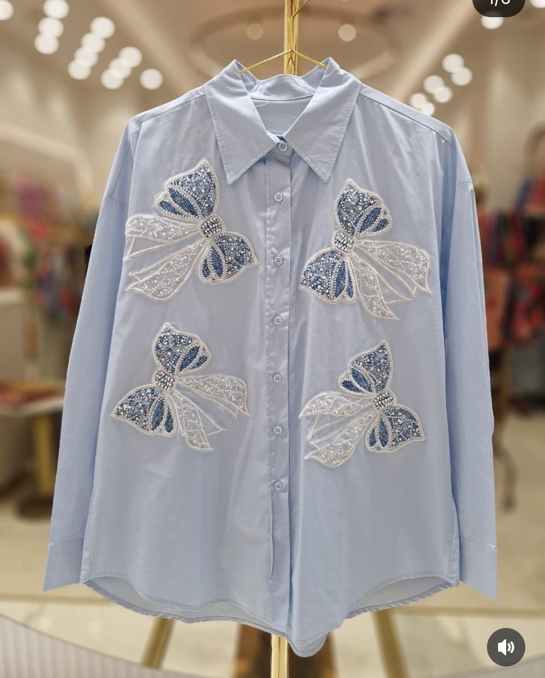 BOW DETAIL OVERSIZED SHIRT 1404