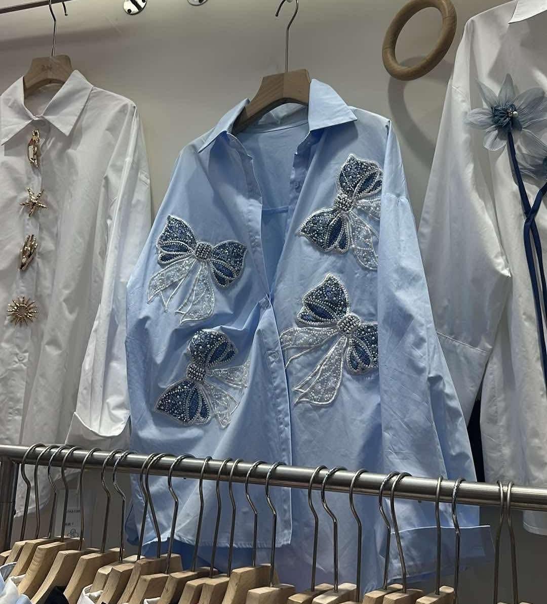 BOW DETAIL OVERSIZED SHIRT 1404