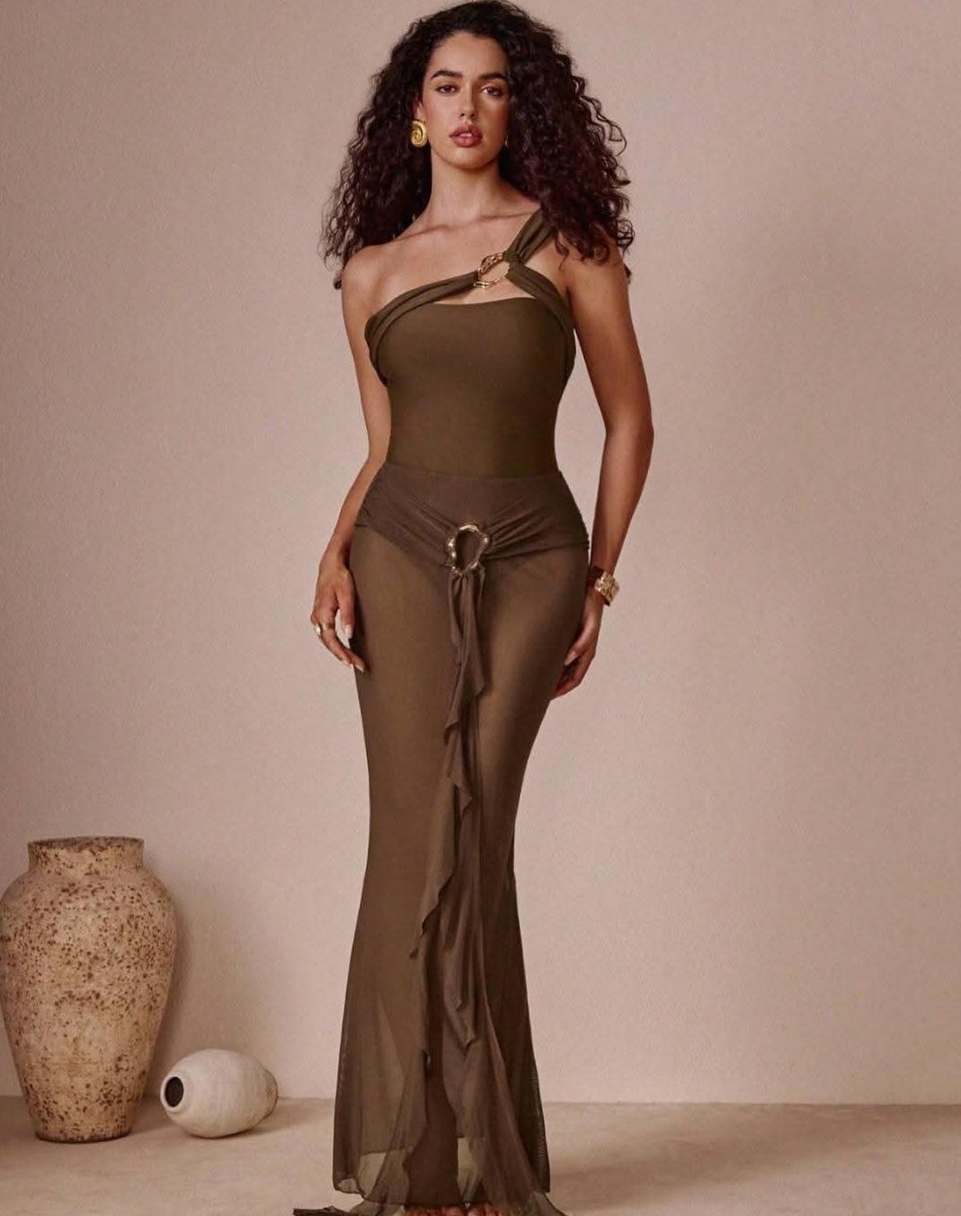 RUFFLE MESH SKIRT SWIMSUIT 1804