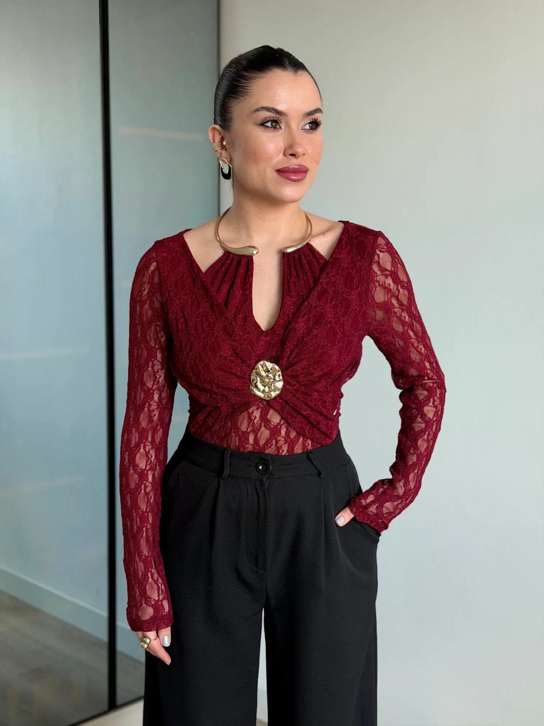 METALLIC CHOKER LACE TOP 2004