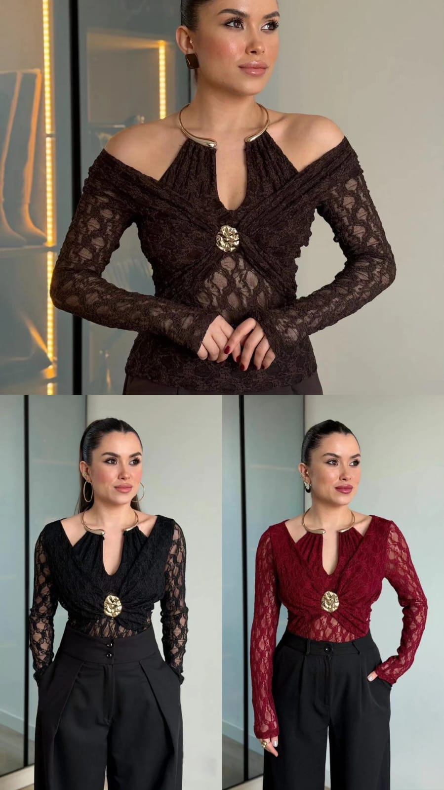 METALLIC CHOKER LACE TOP 2004