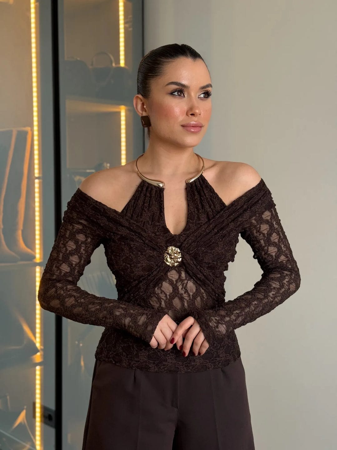 METALLIC CHOKER LACE TOP 2004