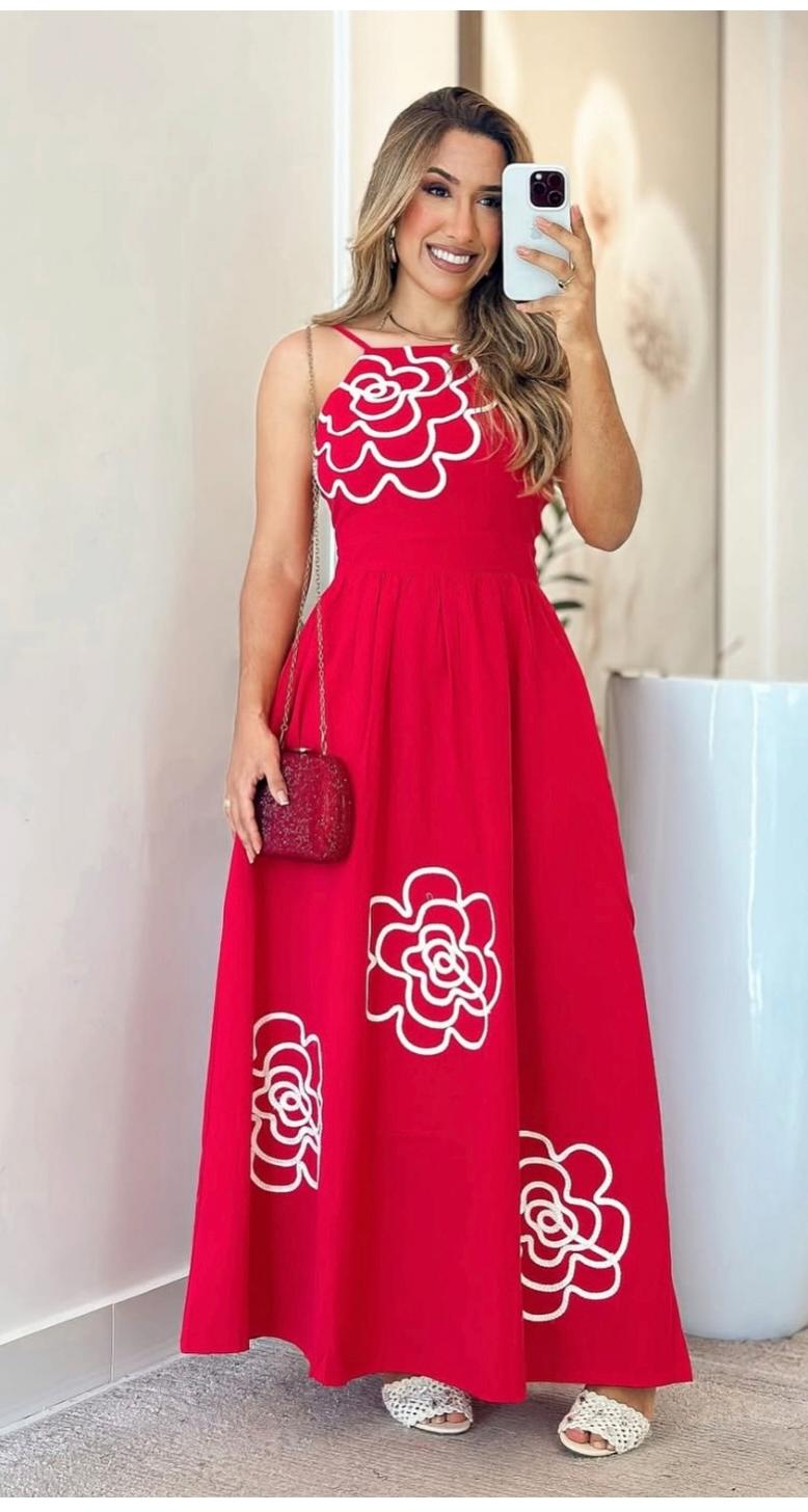 FLORAL EMBROIDERED MAXI DRESS 2004