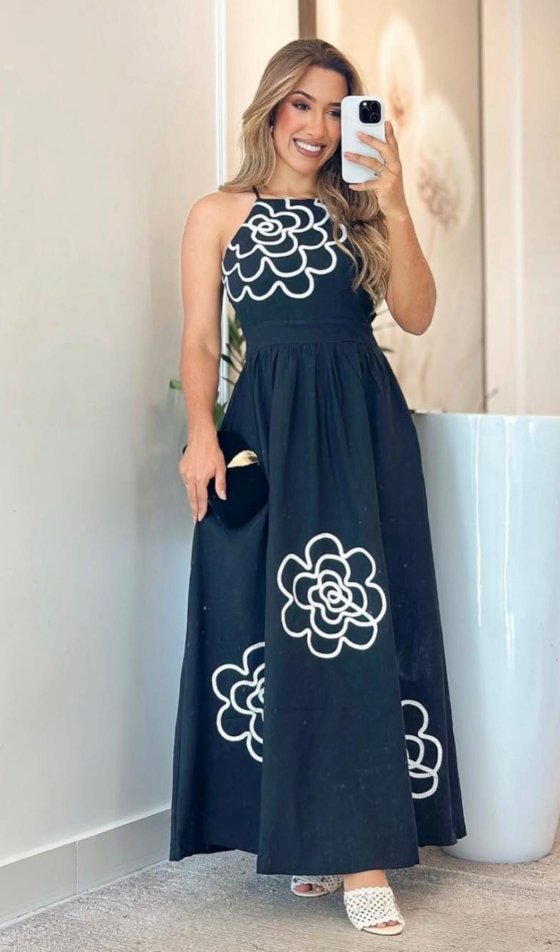 FLORAL EMBROIDERED MAXI DRESS 2004