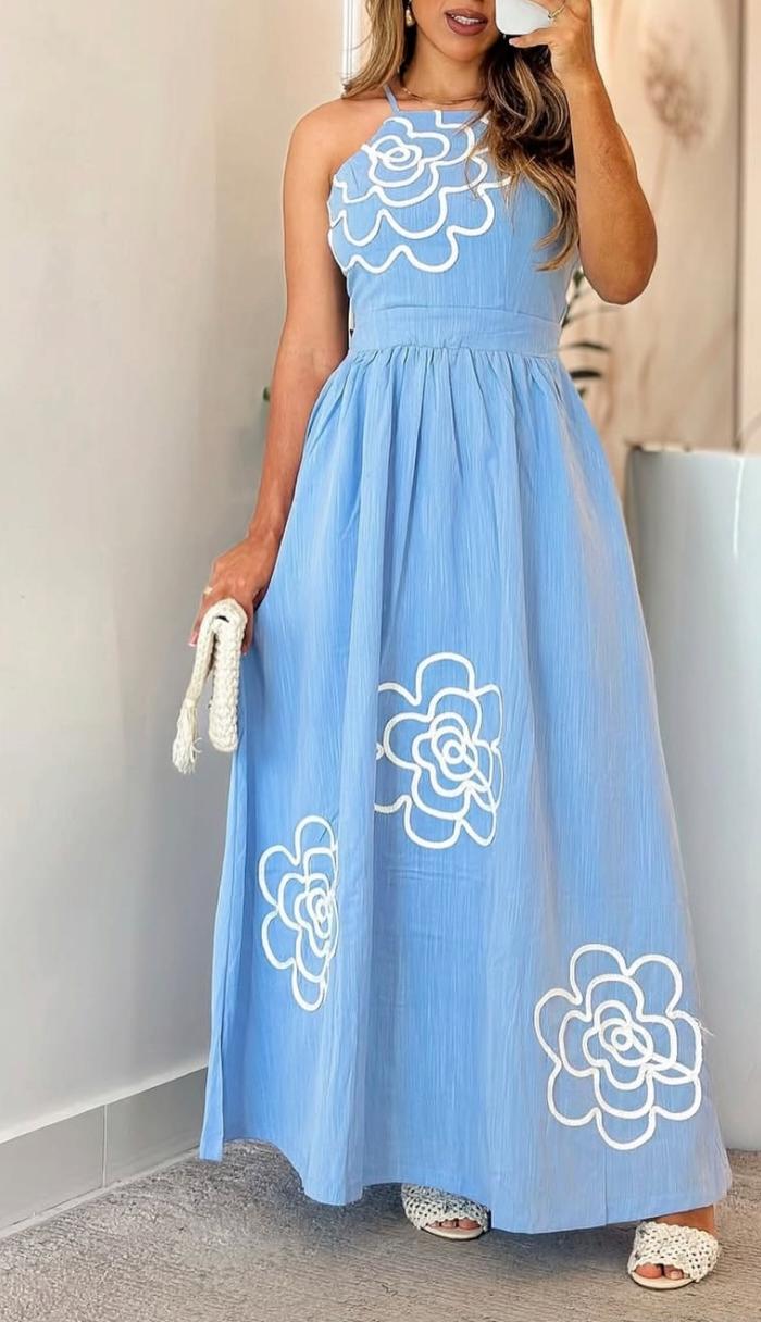 FLORAL EMBROIDERED MAXI DRESS 2004