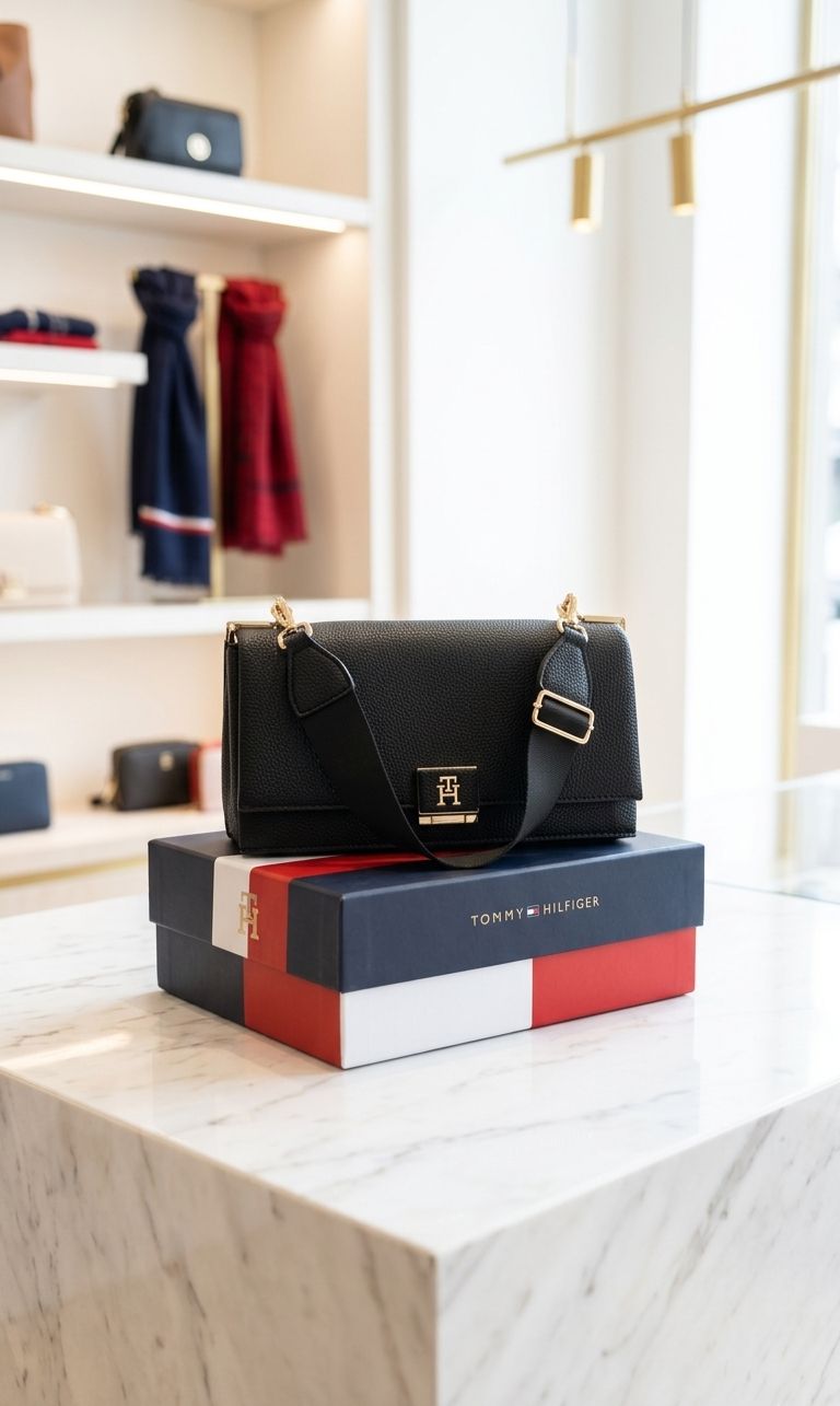 Tommy Hilfiger TH Monogram Down Lock High Quality Leather Bag