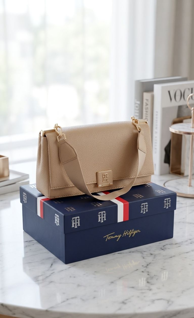 Tommy Hilfiger TH Monogram Down Lock High Quality Leather Bag
