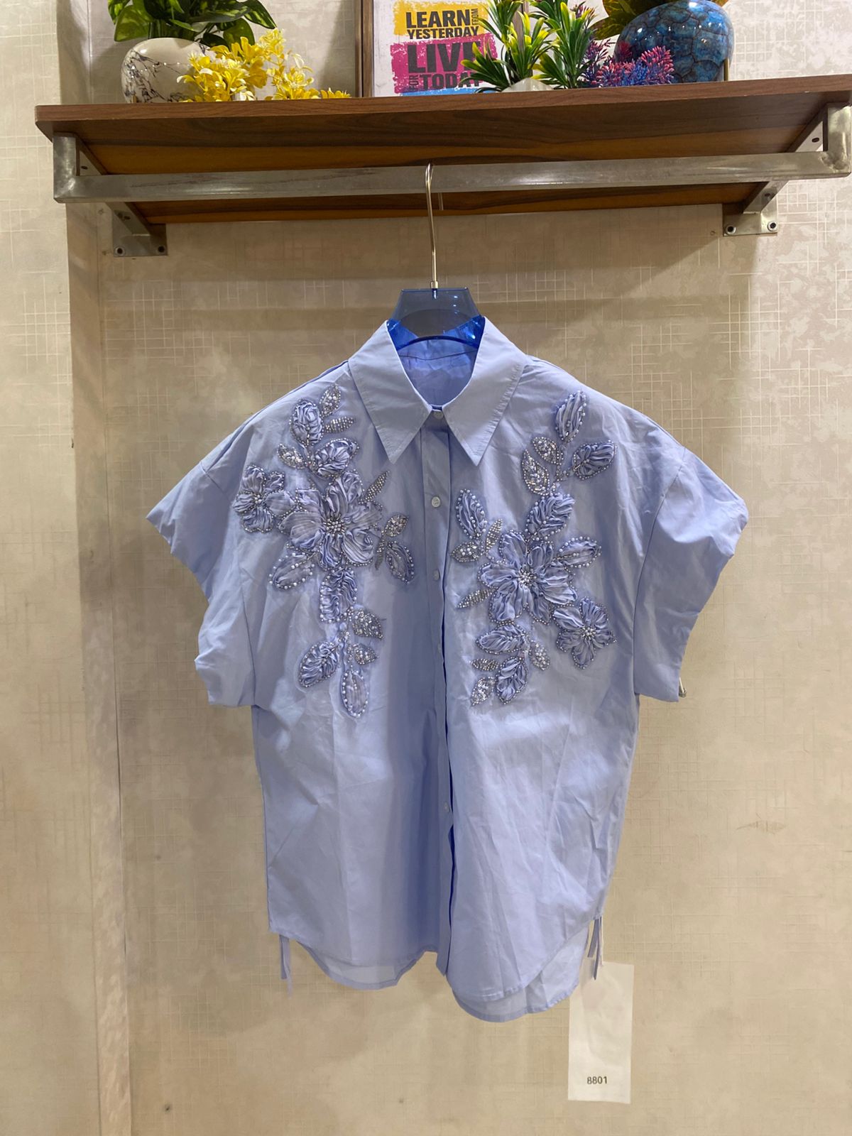 Embellished luxe flower shirt