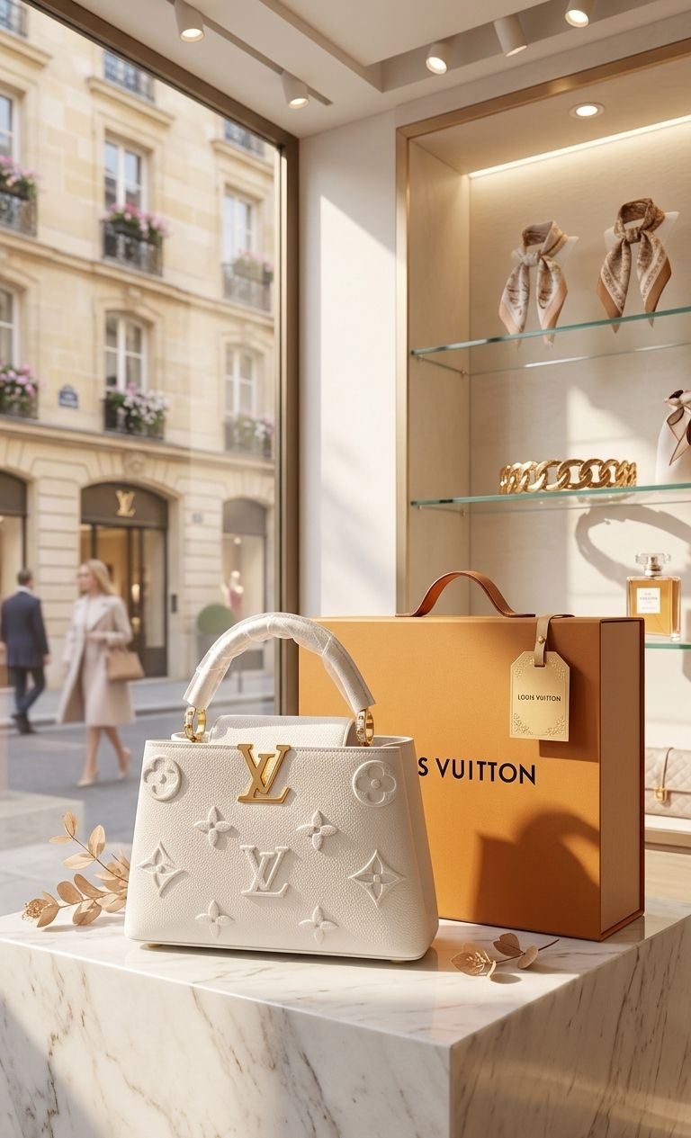 LouisVuitton Capucines in Embossed Monogram Flowers