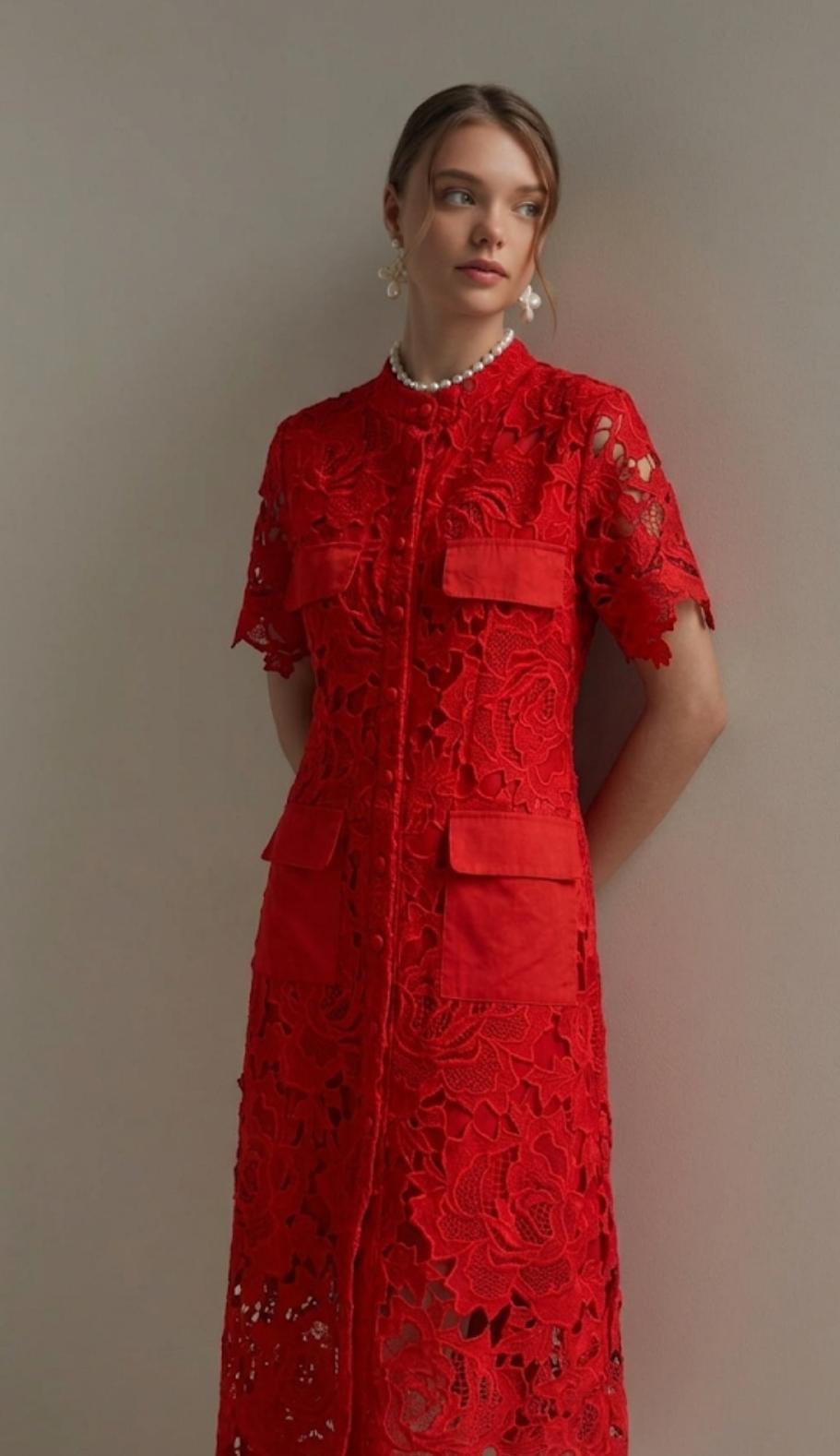 CUTWORK MIDI DRESS 2705