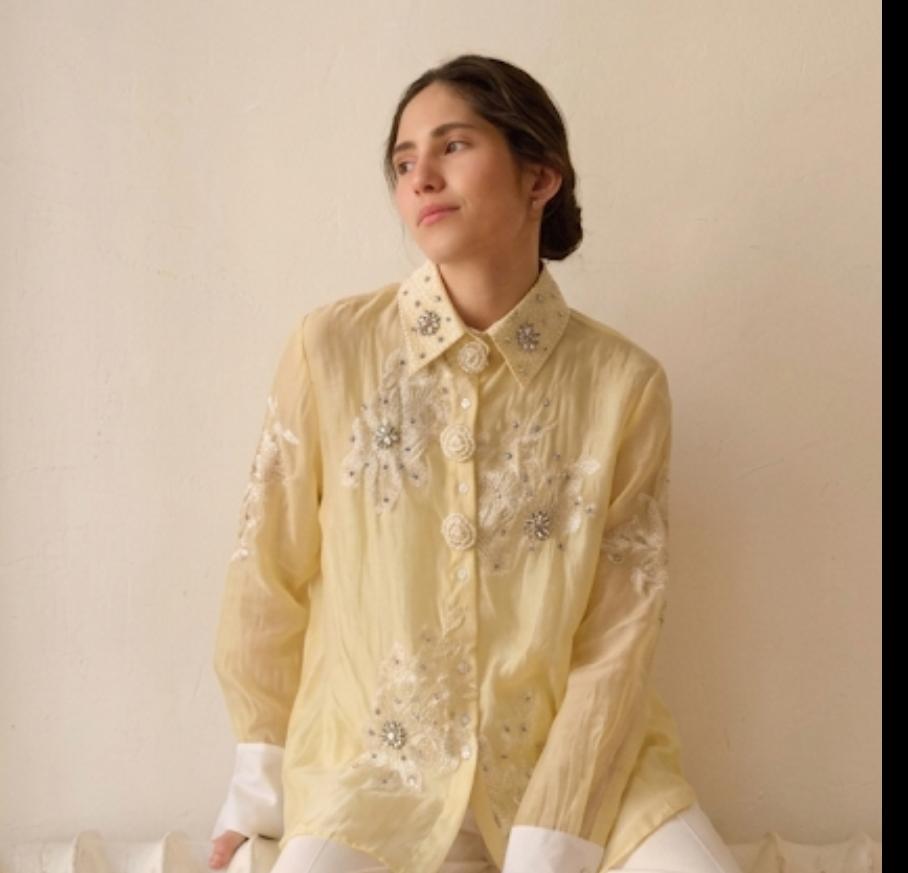 FLORAL PEARL EMBROIDERED SHIRT 0306